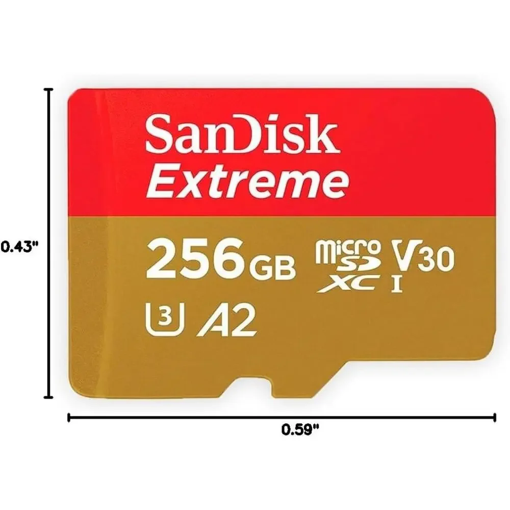 NWT SanDisk 256GB Extreme microSDXC UHS-I Memory Card with Adapter, Up to 190MB